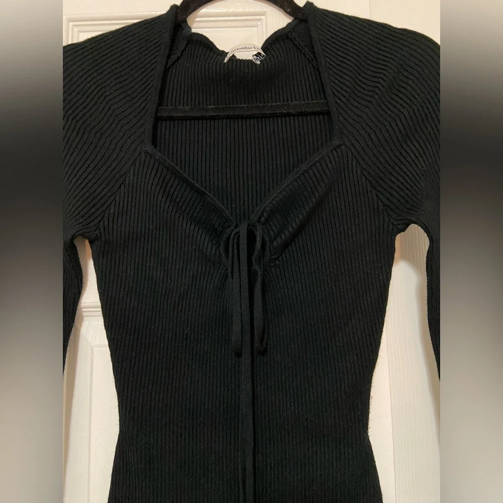 Abercrombie & Fitch Black Ribbed Long Sleeve Bodysuit - Picture 2 of 7